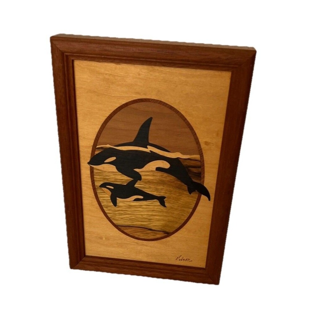 Wood Inlaid Orcas Pictures by Jeff Nelson